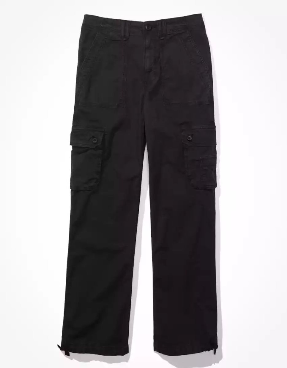 Jean American Eagle AE Snappy Stretch Baggy Cargo Jogger Noir Femme | FJK-32100902